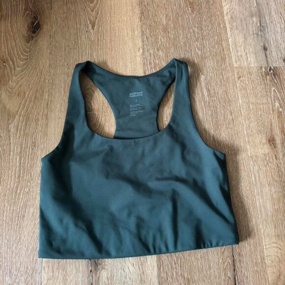 Girlfriend Collective NWOT Paloma Racerback Bra Sports Moss Green Size S - Picture 1 of 4